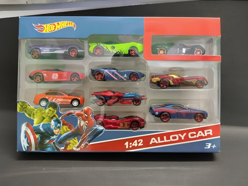 Hot Wheels Marvel Avengers Alloy Car Set – 1:42 Scale (Pack of 10)